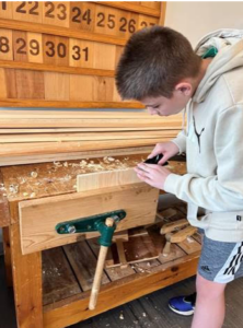 student woodworking